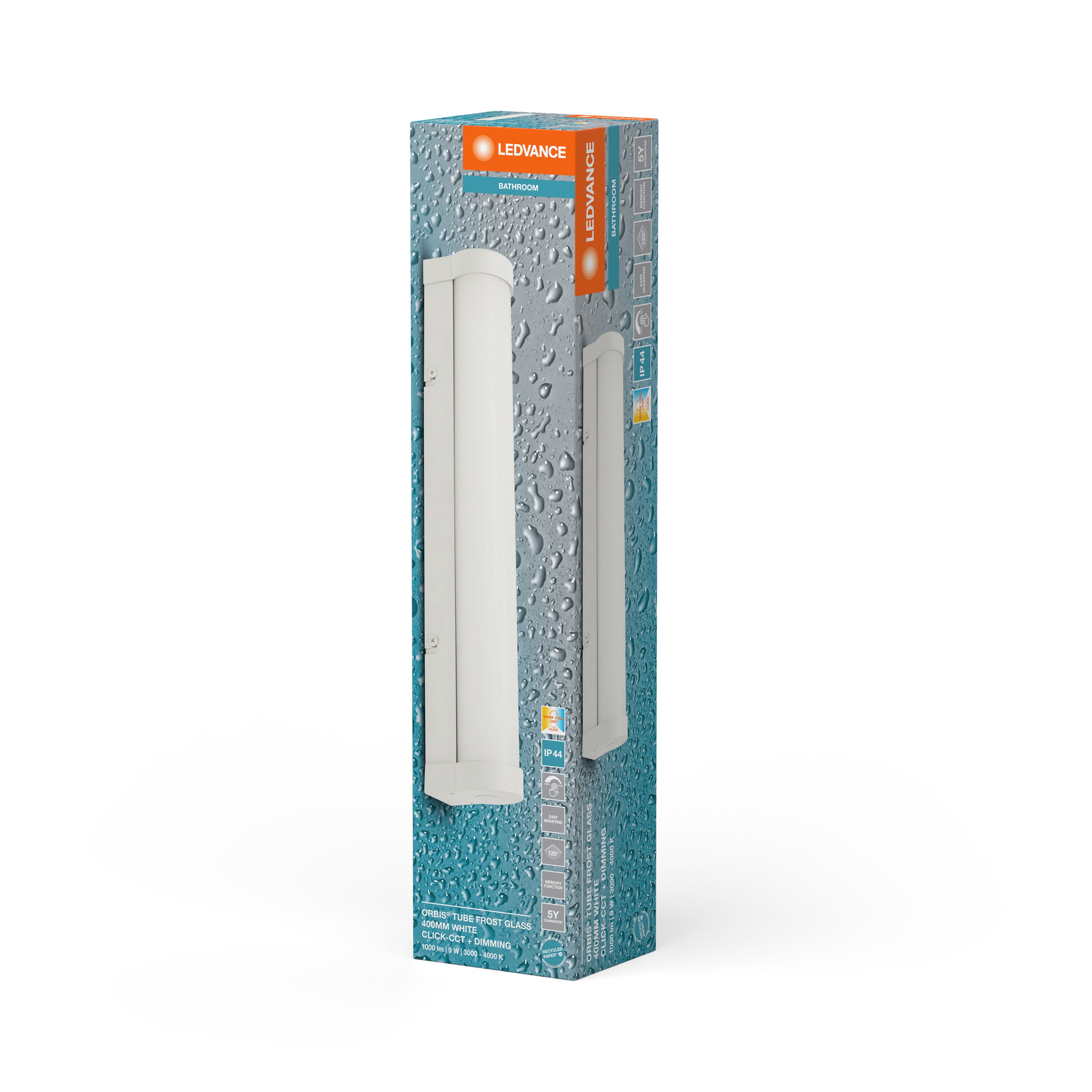 LEDVANCE ORBIS Tube Badezimmer Spiegel-/Wandleuchte Frost-Glas 9W 40cm dimmbar weiß-LEDVANCE Shop