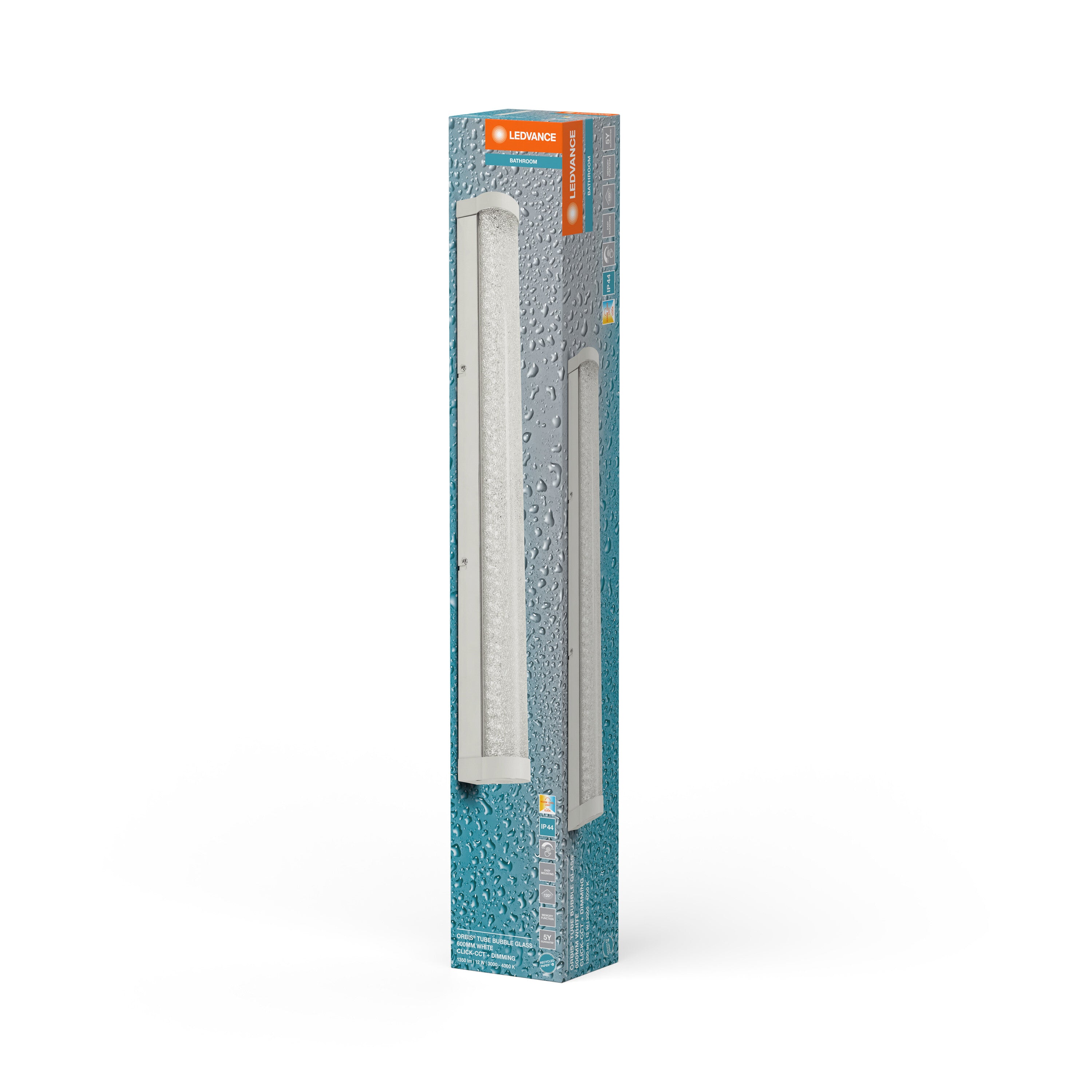 LEDVANCE ORBIS Tube Badezimmer Spiegel-/Wandleuchte Blasen-Glas 12W 60cm weiß-LEDVANCE Shop