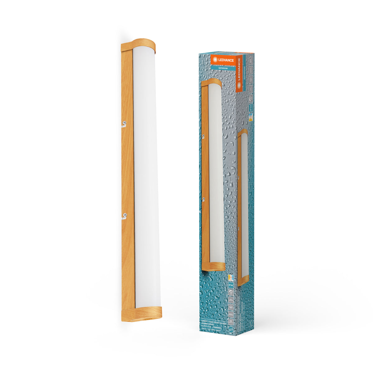 LEDVANCE ORBIS Tube Badezimmer Spiegel-/Wandleuchte Frost-Glas 12W 60cm Holzdekor-LEDVANCE Shop