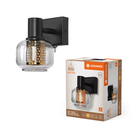 LEDVANCE DECOR Spot Aplique Firefly, 1x2,8 W, E14, 250 lm, 2700 K, blanco cálido, regulable, IP20, metal/cristal, negro, LED incluido y sustituible