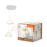 LEDVANCE Lámpara colgante de 3 focos «Decor Camel Bell» en blanco, de metal y papel maché, casquillo E14, 437 mm de diámetro, pantalla de material reciclado, duradera gracias a la fuente de luz intercambiable, fácil de montar