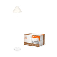 LEDVANCE Lámpara de pie Decor Pulp blanca, de metal y papel maché, casquillo E14, regulable, 1505 mm de altura, pantalla fabricada con material reciclado, duradera gracias a la fuente de luz intercambiable, fácil de montar