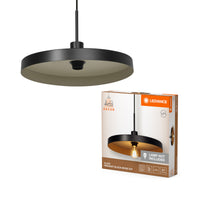 LEDVANCE Lámpara colgante decorativa Decor Plate con pantalla en forma de plato, 400 mm, con casquillo E27, IP20, metal, negro/beige