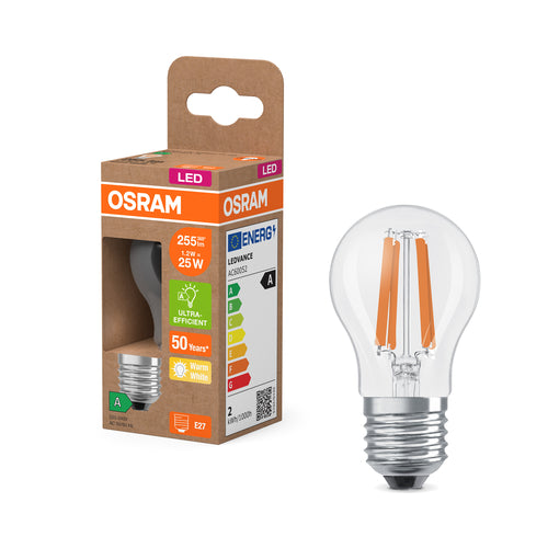 OSRAM LED-Miniball-Lampe mit Filament EEK A, 1.2W, 2700K , Warmweiß , E27-LEDVANCE Shop