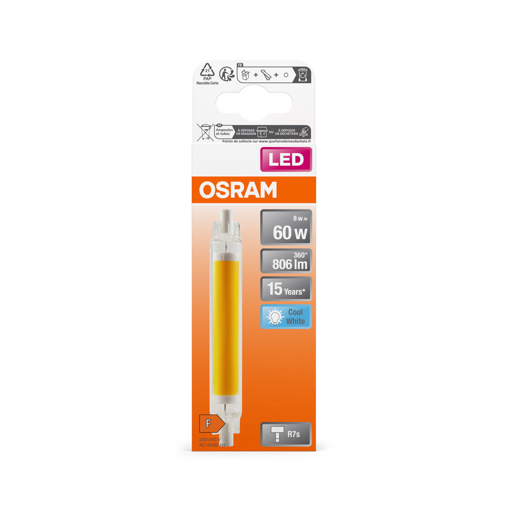 OSRAM LED Slim Line Lampe, 8W, 806lm, R7s, Kaltweiß 4000K-LEDVANCE Shop