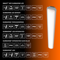 OSRAM LED Feuchtraum-Leuchte, Leuchte für Außenanwendungen, Kaltweiß, 1480 mm x 86,0 mm x 72,0 mm, SubMARINE Integrated, Grau, 1,5m Länge