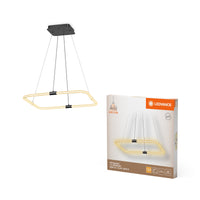 LEDVANCE Lámpara colgante Decor Tetragon de policarbonato curvado con diseño LED y filamento, 18 W, 2000 lm, 3000 K, 830 blanco cálido, , regulable con Click, gris oscuro, plástico (PC)
