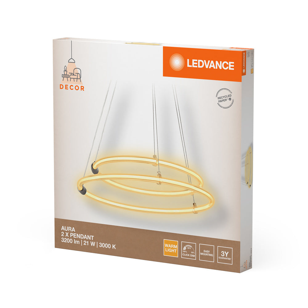 LEDVANCE DECOR Aura 2-teilige Pendelleuchte, 3000K, 21W, 2400lm, Click DIM-LEDVANCE Shop