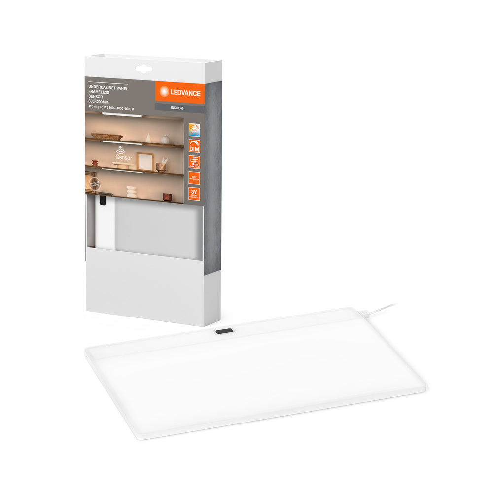 LEDVANCE UNDERCABINET PANEL FRAMELESS Unterbauleuchte 30x20cm CCT DIM White, 450 lm, 3000 K / 4000 K / 6500 K-LEDVANCE Shop
