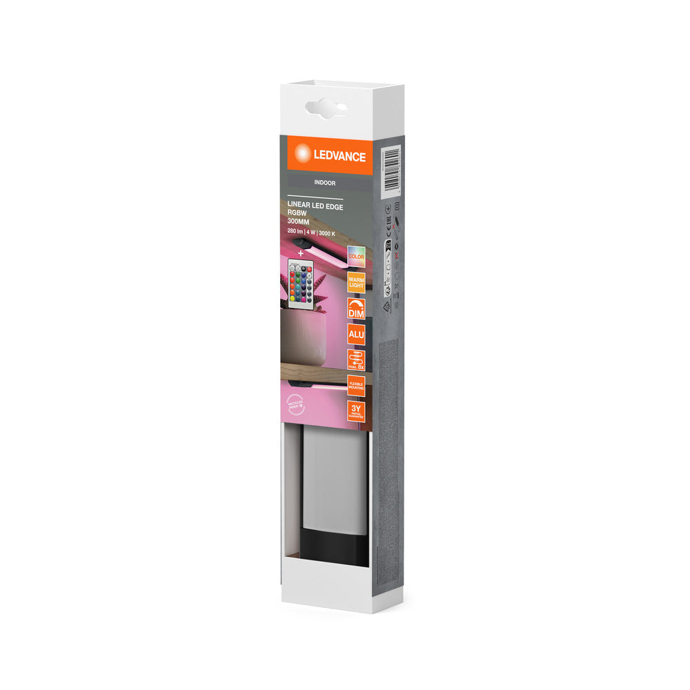 LEDVANCE LINEAR EDGE SENSOR Unterbauleuchte RGBW 30cm RGBW DIM Black Remote Control, 230 lm, 3000 K, Warmweiß-LEDVANCE Shop