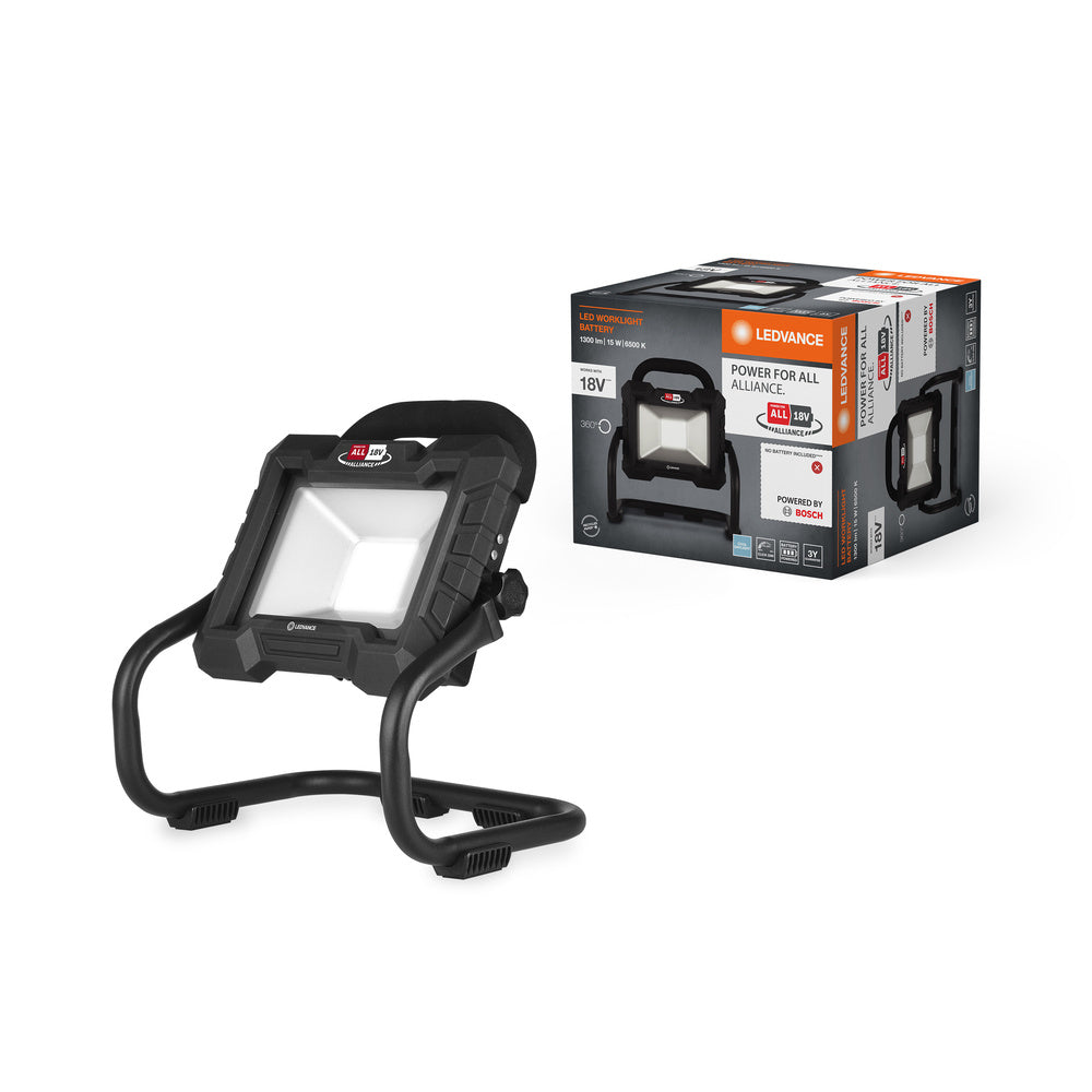 LEDVANCE WORKLIGHT - Bosch Power for All Alliance - BATTERY Indoor Baustrahler, 18V, 15W, 6500K Click-DIM-LEDVANCE Shop