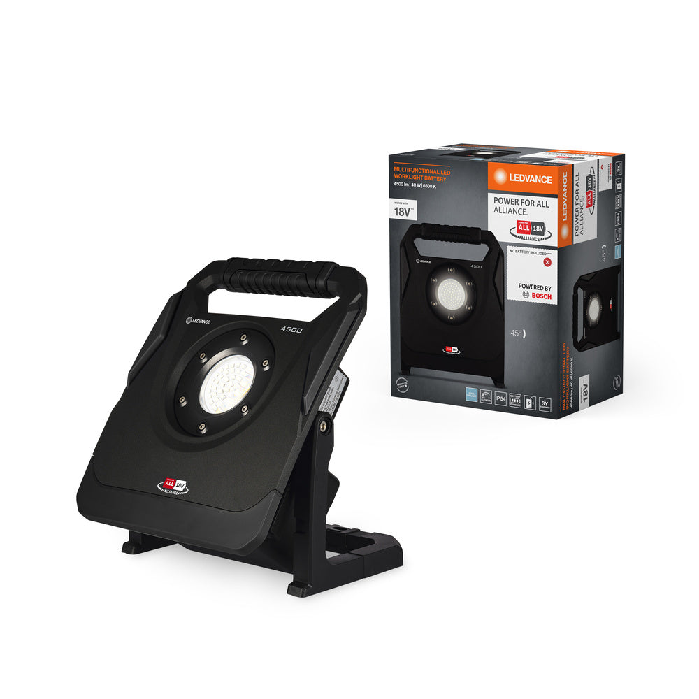 LEDVANCE WORKLIGHT - Bosch Power for All Alliance - BATTERY Outdoor Baustrahler inkl. Powerbank, 18V, 45W, 6500K Click-DIM-LEDVANCE Shop