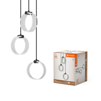 LEDVANCE Decor Circle dekorative Pendelleuchte, 3-flammig, PL, 20W, 1300lm, 3000K/4200K/6500K, warmweiß/kaltweiß/Tageslicht, Click-CCT Schalter, IP20, Kunststoff, schwarz, LED nicht austauschbar