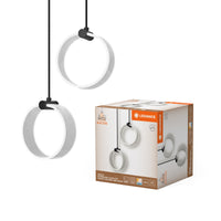 LEDVANCE Lámpara colgante decorativa Decor Circle, de 2 focos, PL, 14 W, 930 lm, 3000 K/4200 K/6500 K, blanco cálido/blanco frío/luz diurna, Click-CCT, no regulable, IP20, plástico, negro, LED no sustituible