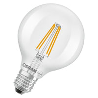 LÁMPARAS LED DE OSRAM, CLASE ENERGÉTICA A, EFICIENCIA ENERGÉTICA, FILAMENTO CLÁSICO Globe con forma de globo, lámpara LED, cristal sin plomo, transparente, 806 lm, blanco cálido, clase de eficiencia energética: A