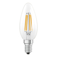 Bombillas LED OSRAM, forma clásica de mini vela, equivalente a 40 vatios, E14, forma B, 2700 Kelvin, blanco cálido, vidrio transparente, paquete de 2