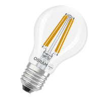 LÁMPARAS LED DE OSRAM, CLASE ENERGÉTICA A, EFICIENCIA ENERGÉTICA FILAMENTO CLÁSICO A en forma de A, lámpara LED, cristal sin plomo, transparente, 7,2 W, 1521 lm, blanco cálido, clase de eficiencia energética: A, paquete de 2