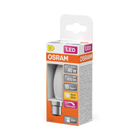 Lámpara LED OSRAM Retrofit CLASSIC B DIM 4,8W 82 Frosted B22d, 470 lm, 2700 K, blanco cálido