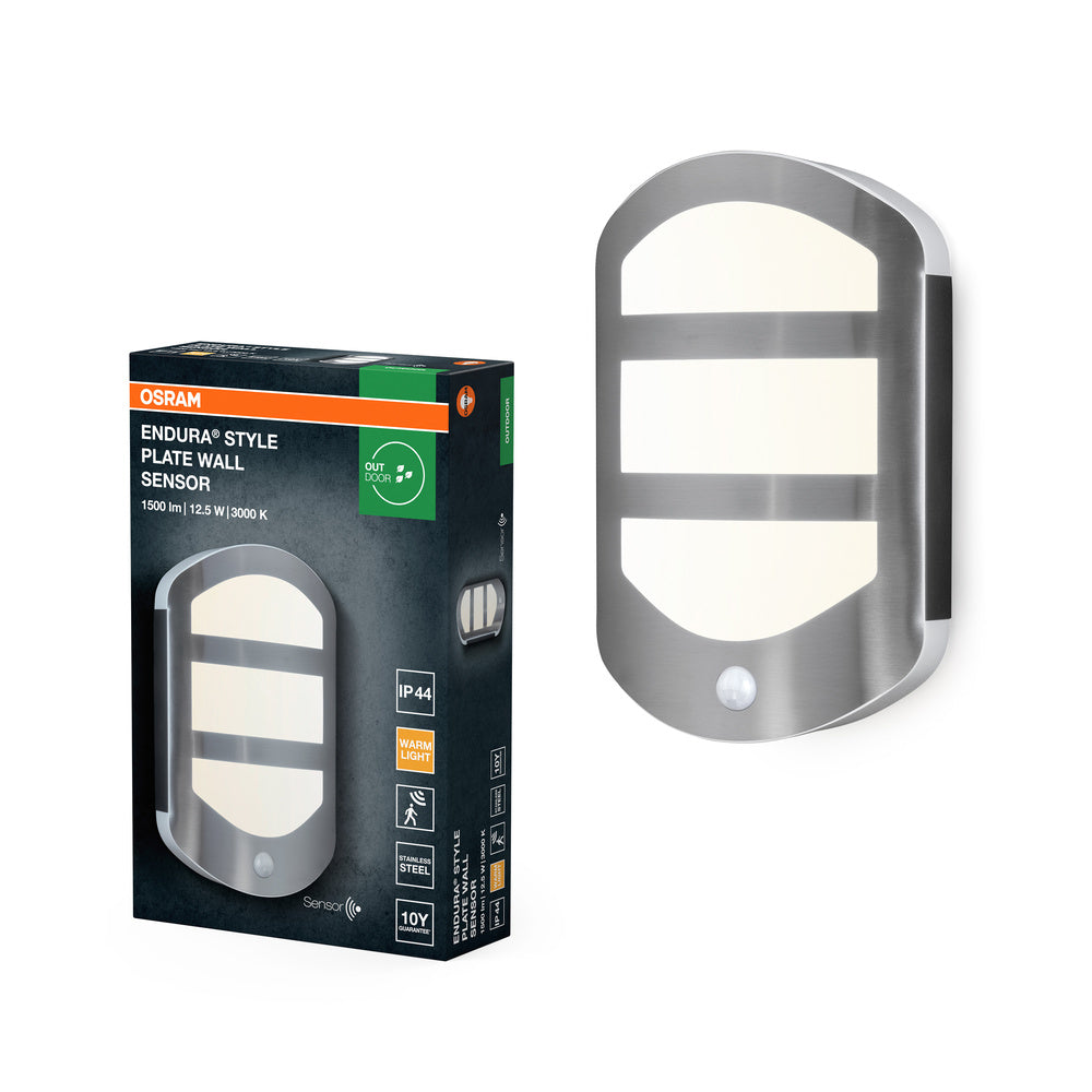 Aplique de pared LED OSRAM ENDURA® Style Plate con sensor 12,5 W / 3000 K blanco cálido