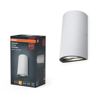 Lámpara LED clásica para exterior OSRAM ENDURA Style con emisión de luz hacia arriba y hacia abajo, redonda, de aluminio blanco, protección IP44, para fachadas y zonas de entrada