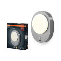 OSRAM ENDURA STYLE DISC: aplique de exterior con sensor, aplique LED redondo de acero inoxidable con sensor de movimiento, blanco cálido, 3000 K, IP44, 8 W