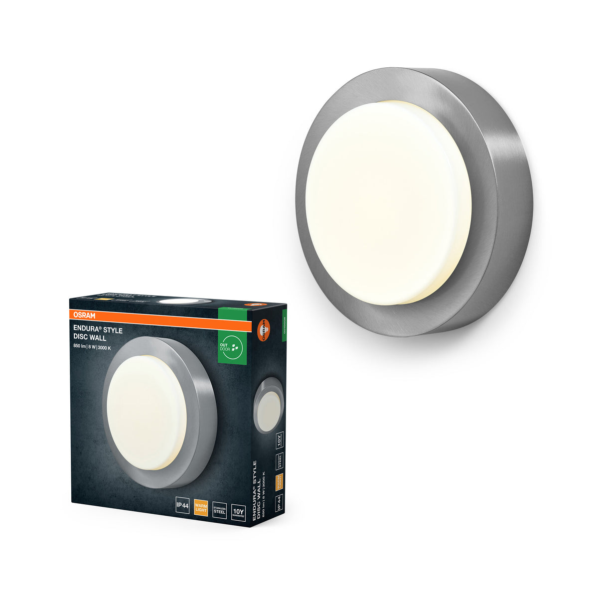 OSRAM ENDURA STYLE DISC Außenwandleuchte Edelstahl 8W