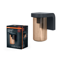 Lámpara de pared para exterior OSRAM E27 ámbar, Vintage con carcasa de aluminio en gris oscuro, protección IP44, resistente a los golpes IK03, para terraza y balcón
