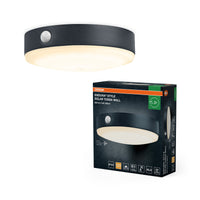 Lámpara de pared solar OSRAM ENDURA Style Tossa, luz blanca cálida (3000 K), sensor integrado, funciona sin electricidad, hasta ocho horas de autonomía, clase de protección IP44, color negro