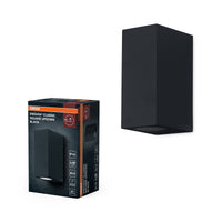 OSRAM ENDURA Classic Lámpara de pared para exterior Square Updown, negra, casquillo GU10 (máx. 35 W), se puede equipar con una bombilla normal o inteligente, variante de iluminación hacia abajo o hacia arriba/abajo, clase de protección IP44