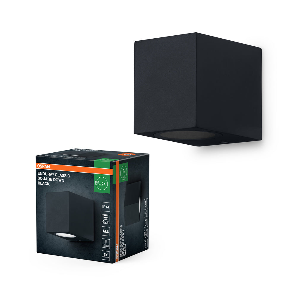 Aplique de pared exterior OSRAM ENDURA Square Down, negro, GU10