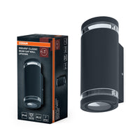 Aplique de exterior OSRAM Up/Down GU10 con anillo Gap, carcasa de aluminio en gris oscuro, protección IP44 e IK03, aplique para fachadas y entradas