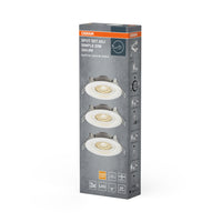 OSRAM LED Einbaustrahler 3er Set, 3x 5W, Ø 90mm, Warmweiß, Stufenlos Dimmbar per Wandschalter, weiß