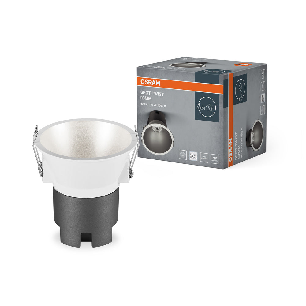 Foco empotrable OSRAM SPOT TWIST Ø 93 mm, plateado, 10 W, 800 lm, 840 WT