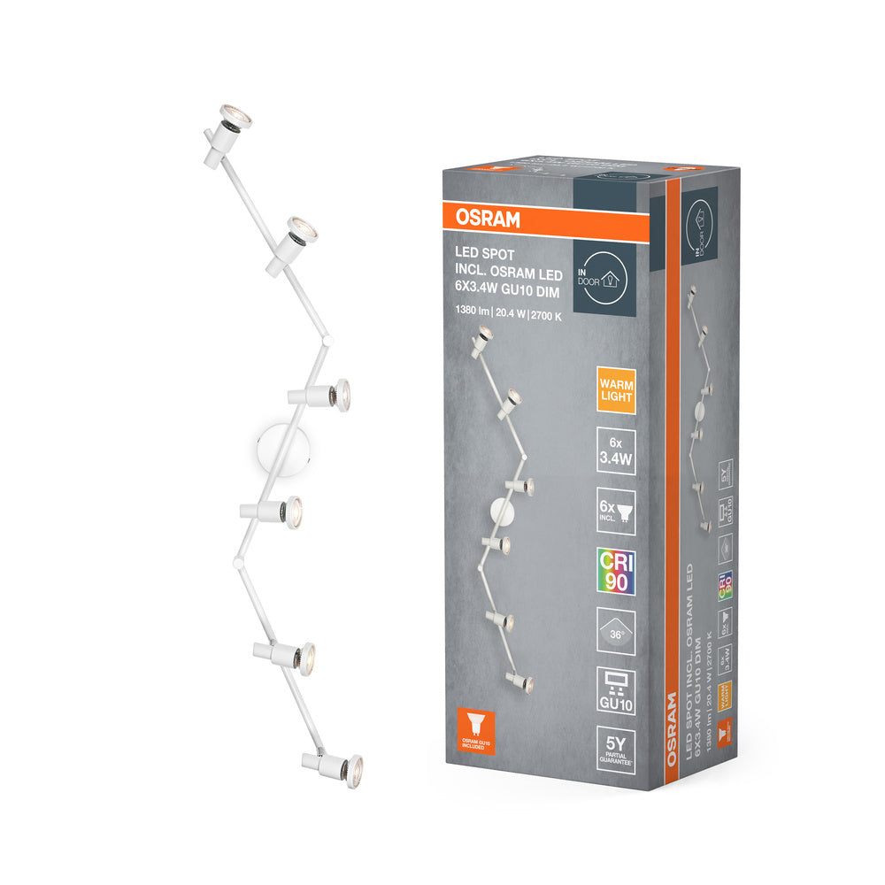Lámpara de techo OSRAM LED SPOT GU10 6 x 3,4 W, 1380 lm, blanca