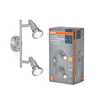 Foco LED OSRAM PLATA CEPILLADA GU10 2 x 2,6 W, 460 lm, 2700 K, blanco cálido