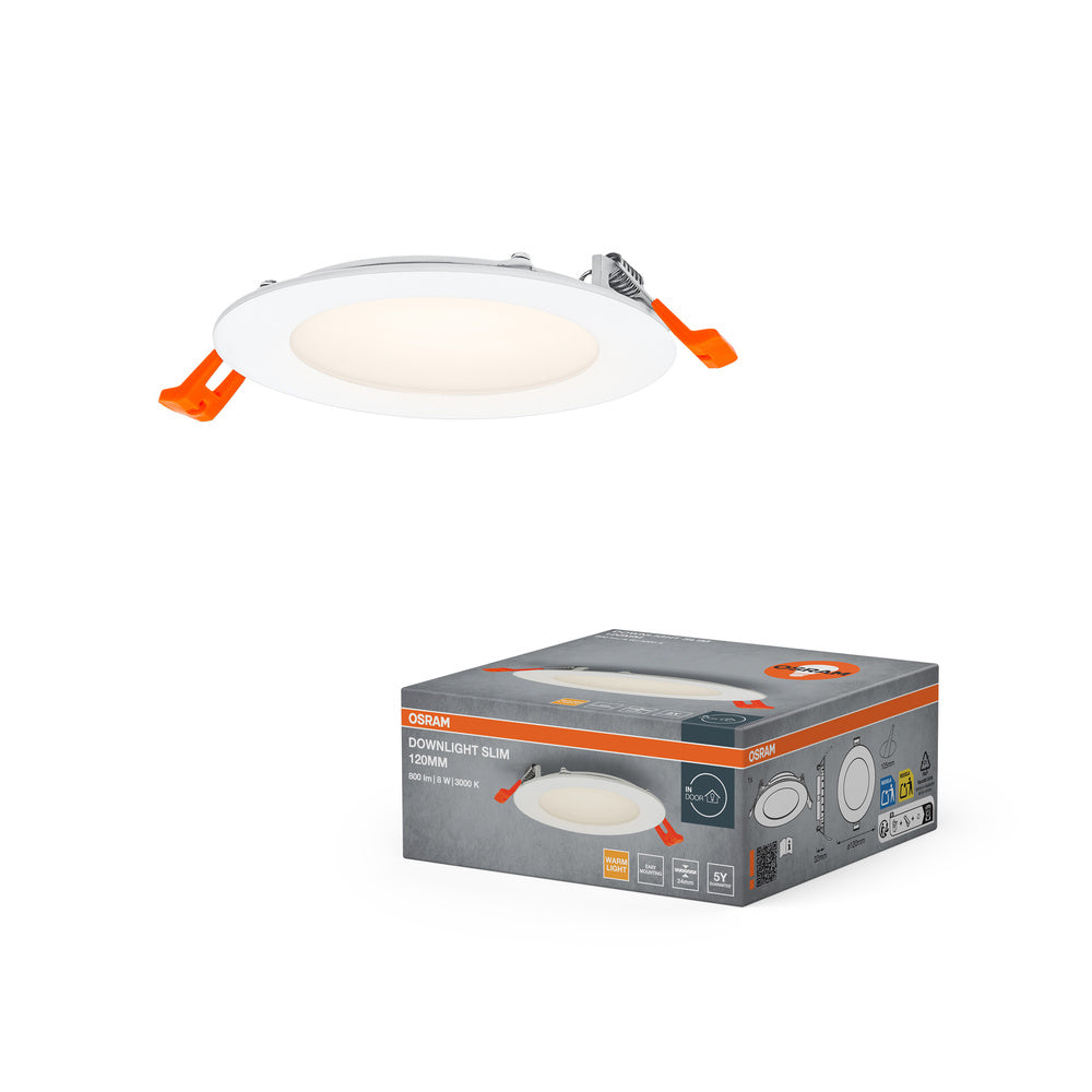 Lámpara de techo LED OSRAM RECESS SLIM DOWNLIGHT, Ø 120 mm, 220…240 V, 8 W/3000 K, blanco cálido