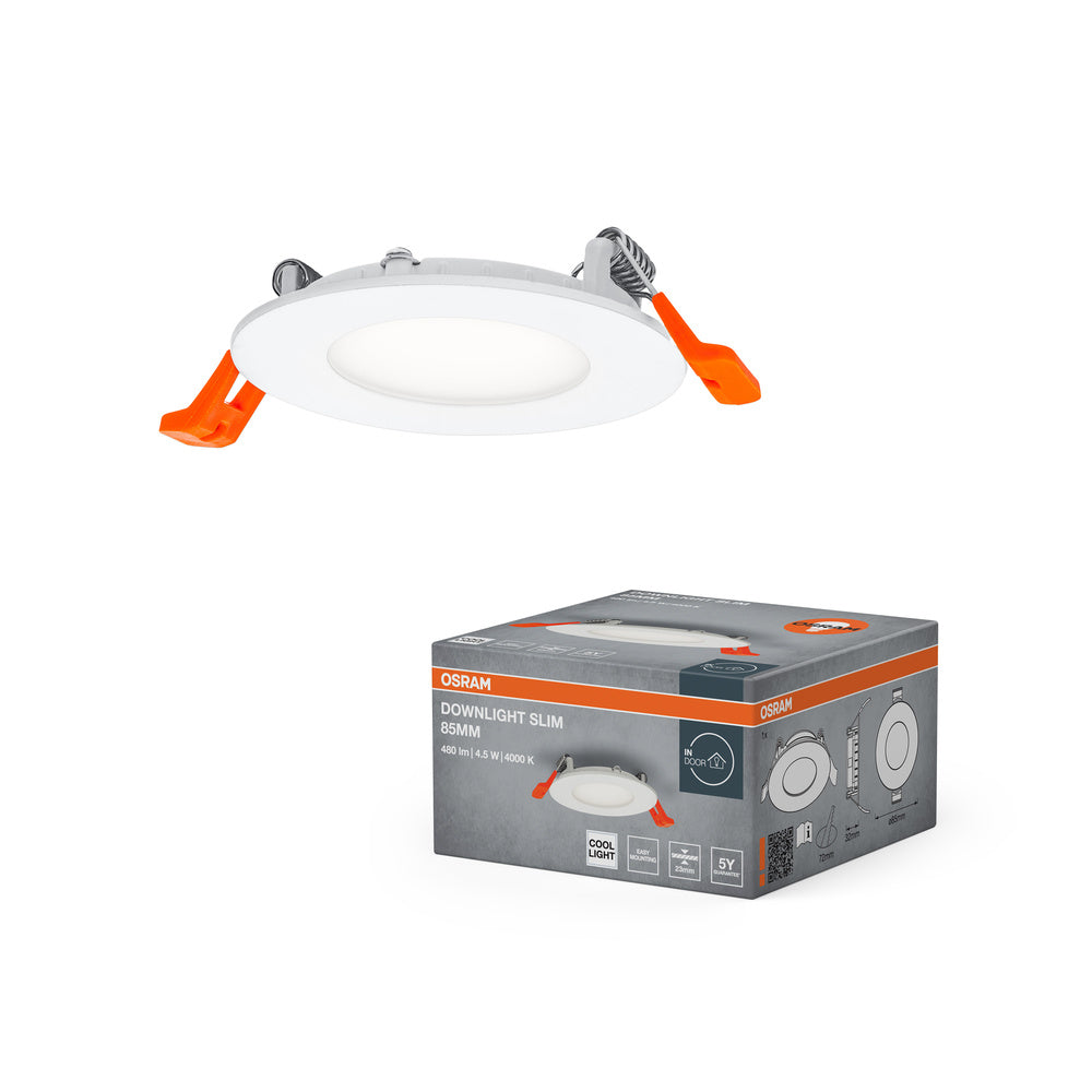 Lámpara de techo LED OSRAM RECESS SLIM DOWNLIGHT, Ø 85 mm, 220…240 V, 4,50 W / 4000 K, blanco frío