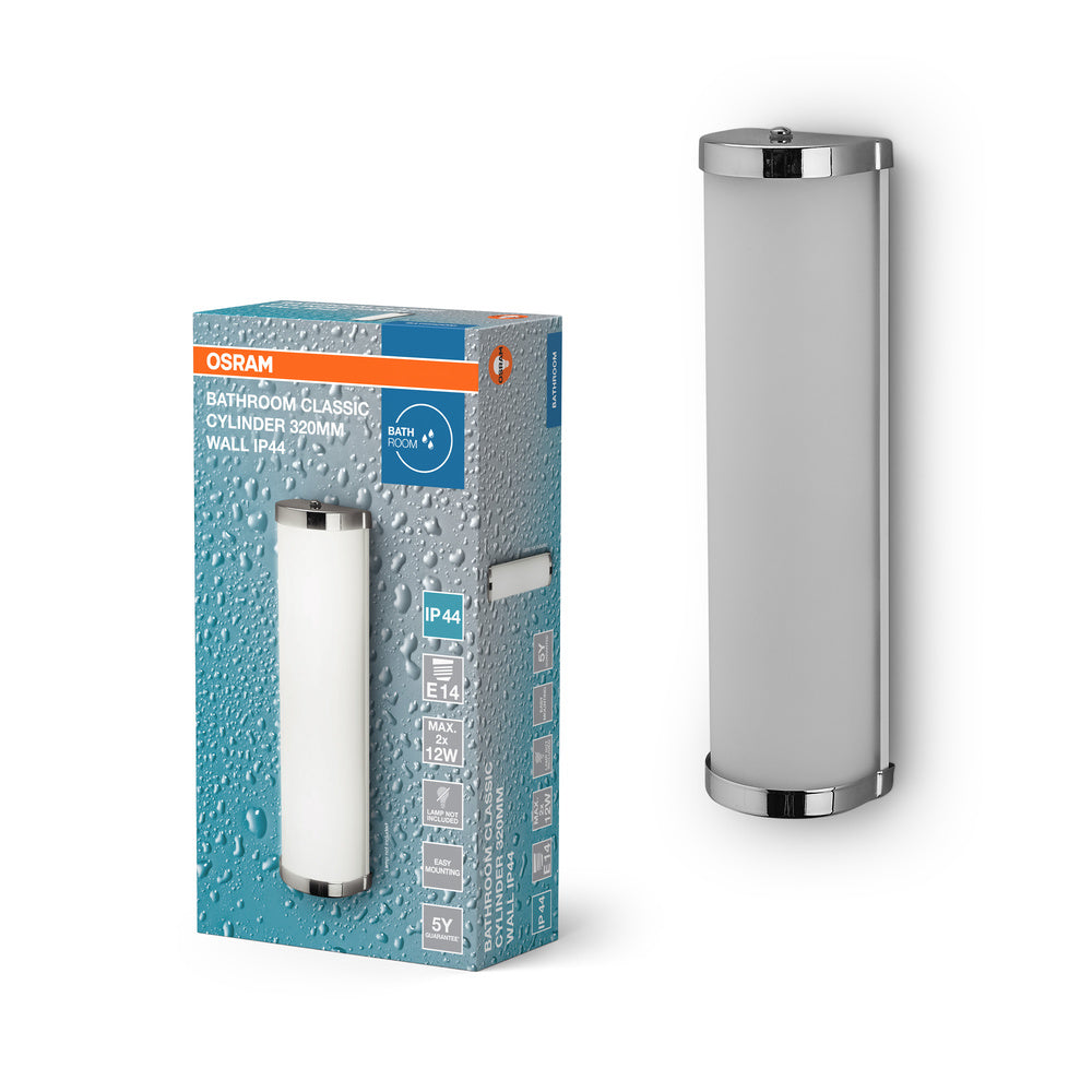 Aplique de baño OSRAM CLASSIC CYLINDER 320 mm, E14, plata/gris