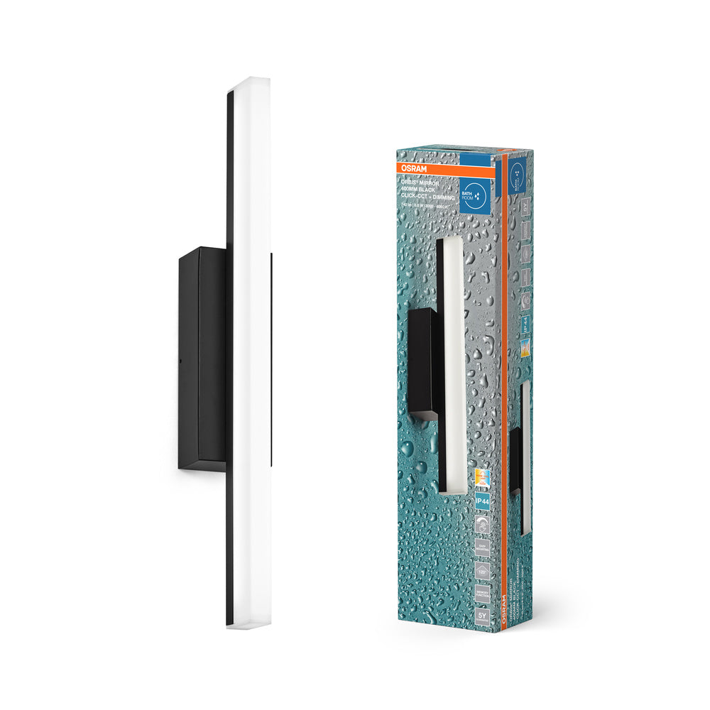 OSRAM Orbis Mirror Spiegelleuchte, Badezimmer, Click-CCT, 6.8W, 40cm, schwarz, IP44