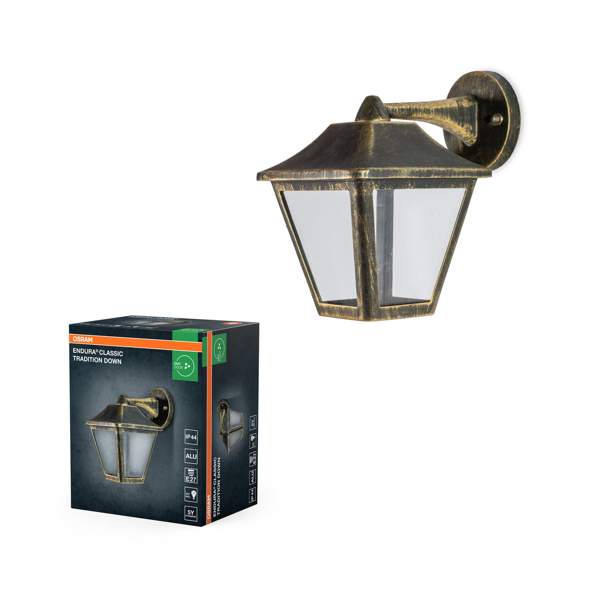OSRAM ENDURA Classic Wandleuchte Gold, Aluminium