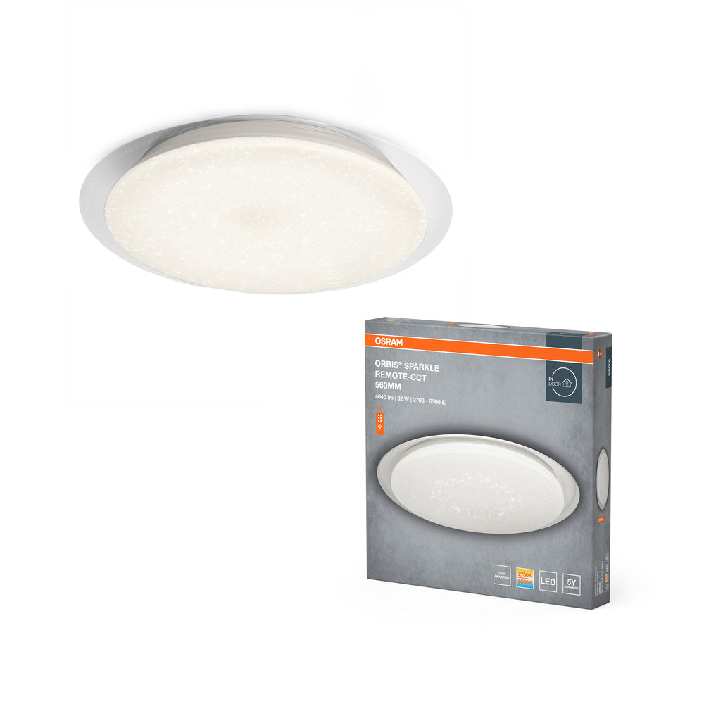 Lámpara de techo OSRAM ORBIS® Sparkle Remote-CCT 560 mm 32 W, 2800 lm, 2800…6000 K, blanco regulable