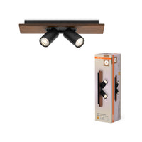 Lámpara de techo OSRAM DECOR SPOT MERCURY, 2 x 3,4 W, aspecto madera, color negro