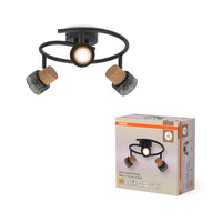 Lámpara de techo en espiral OSRAM DECOR SPOT CORK, 3 x 3,4 W, 690 lm, color negro