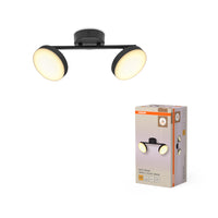 Lámpara de techo Osram Decor Spot Moon, 2 luces con focos integrados, regulable, 10,5 W, metal negro