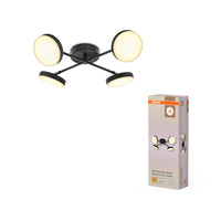 Lámpara de techo OSRAM DECOR Spot Moon, negra, 4 focos en forma de cruz, 21 W