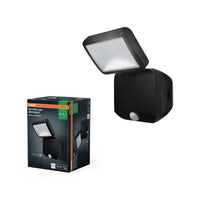 Lámpara de exterior OSRAM, foco LED con sensor y batería, negro, 4000 K