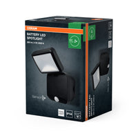 Lámpara de exterior OSRAM, foco LED con sensor y batería, negro, 4000 K