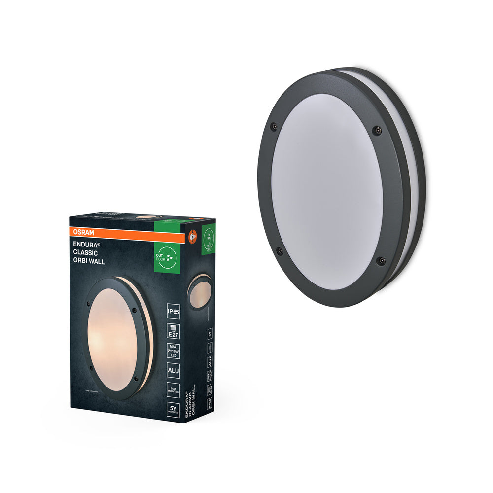 Aplique de pared para exterior OSRAM ENDURA CLASSIC ORBI W, gris oscuro