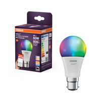 Lámpara OSRAM Smart+ con tecnología ZigBee, 9 W, A60, mate, color de luz ajustable RGBW, 806 lm, casquillo B22D
