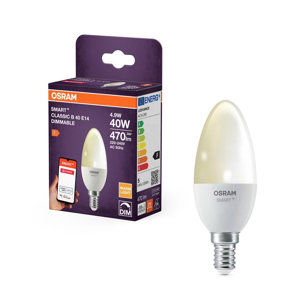 Lámpara LED OSRAM SMART+ ZigBee Classic DIM 4,9 W 220 V FR E14, 470 lm, 2700 K, blanco cálido